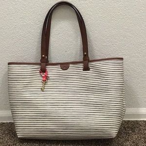 Fossil leather tote